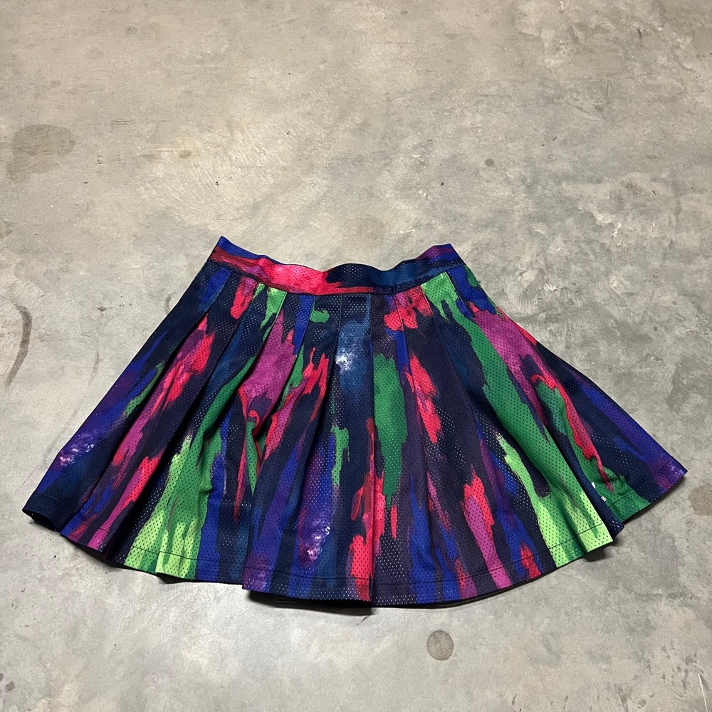 Adidas Pharrell Williams Artist Dear Baes Pleated Mesh Mini Skirt Multi AO3161 S